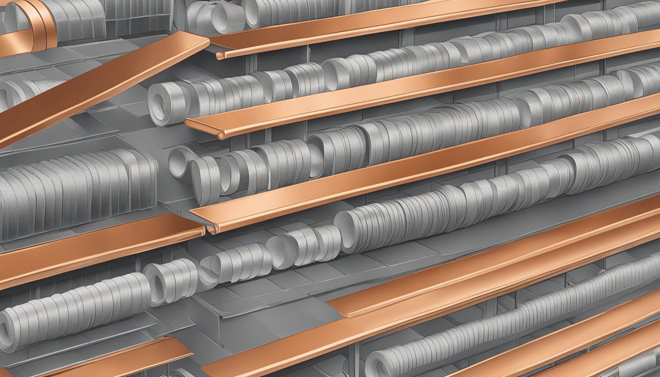 A hardware store shelf displays rolls of copper tape in Singapore