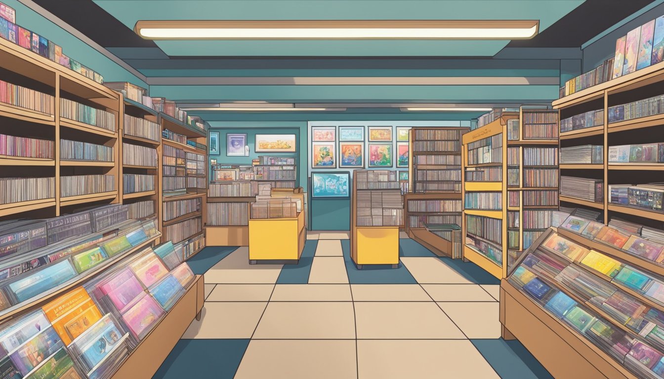 A store in Singapore sells Korean CDs. Shelves are lined with various albums and artists. The store is bright and welcoming