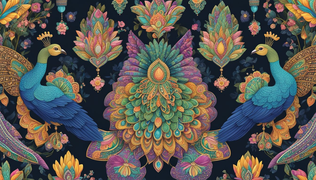 A computer screen shows the vibrant and intricate designs of Falguni and Shane Peacock's online boutique. Bright colors and detailed embellishments pop against a dark background, drawing the viewer in