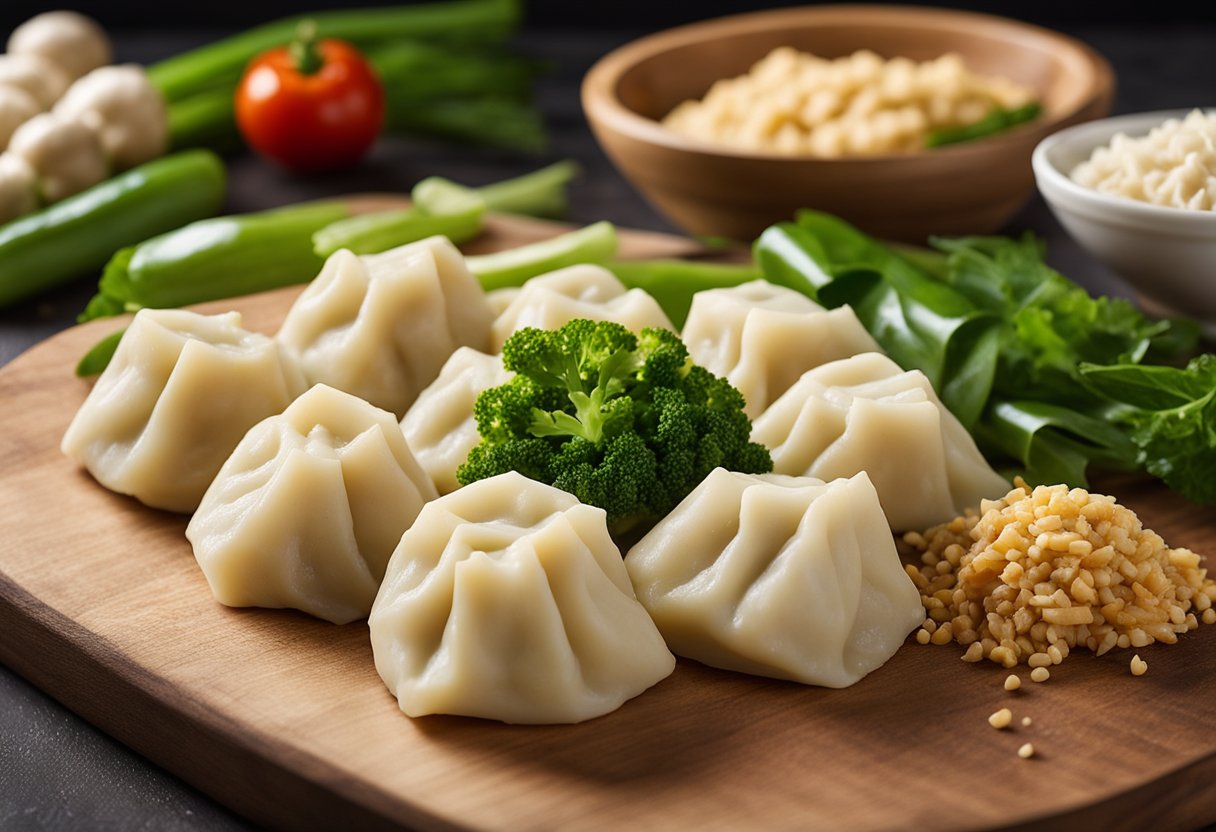 Fresh vegetables chopped, mixed with tofu and spices. Dough rolled, filled, and shaped into dumplings. Steamed or pan-fried. Store in airtight container