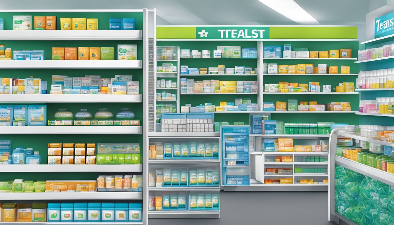 A pharmacy shelf displays Telfast D boxes in Singapore