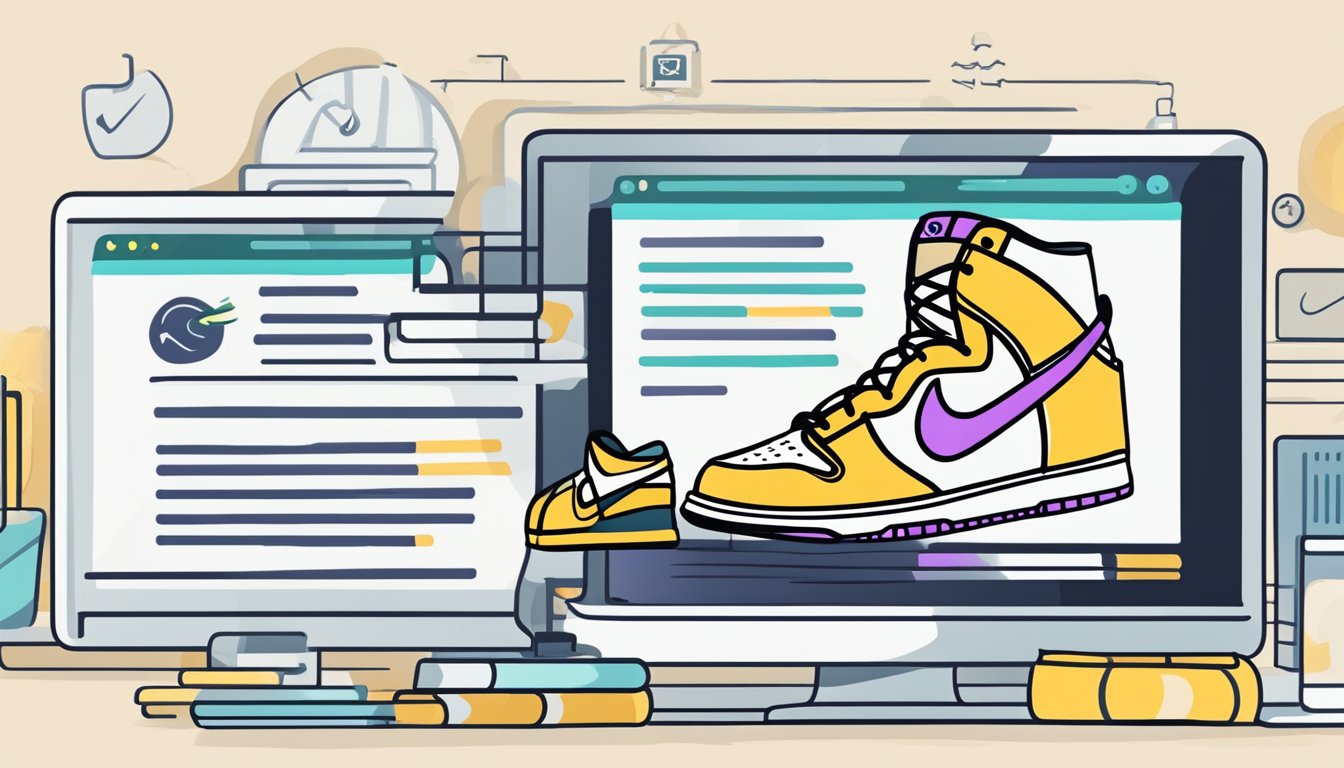 A computer screen displaying a webpage with the title "Frequently Asked Questions buy nike dunks online" with a list of questions and answers below