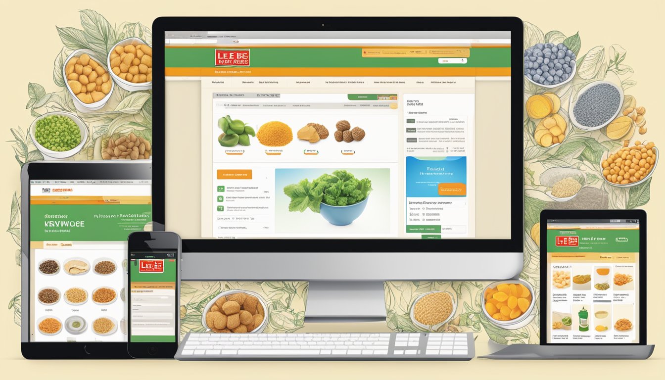 A computer screen displaying the Lee Kum Kee website with a variety of products and a "buy now" button