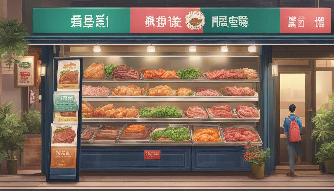 A signboard with "Frequently Asked Questions: Where to buy venison meat in Singapore" displayed prominently