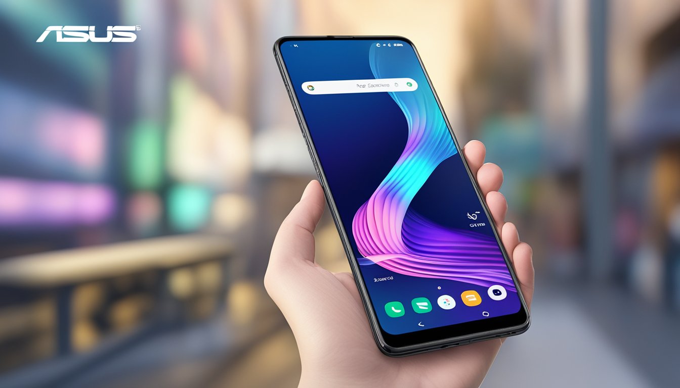 A sleek Asus Zenfone 8 Series phone displayed against a modern backdrop, with the "buy asus zenfone singapore" text in the foreground