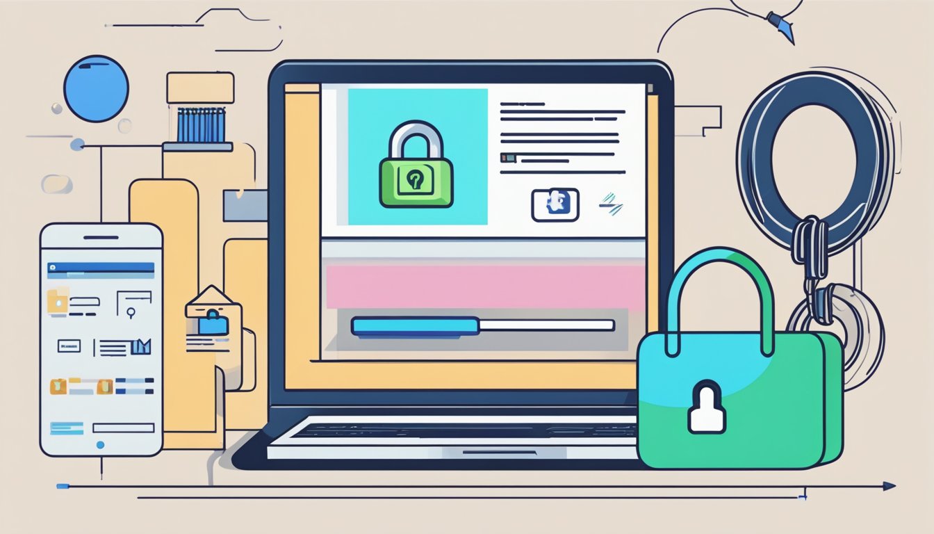 A hand clicks "buy now" on a laptop, next to a hair system displayed on the screen. A secure padlock icon is visible in the address bar