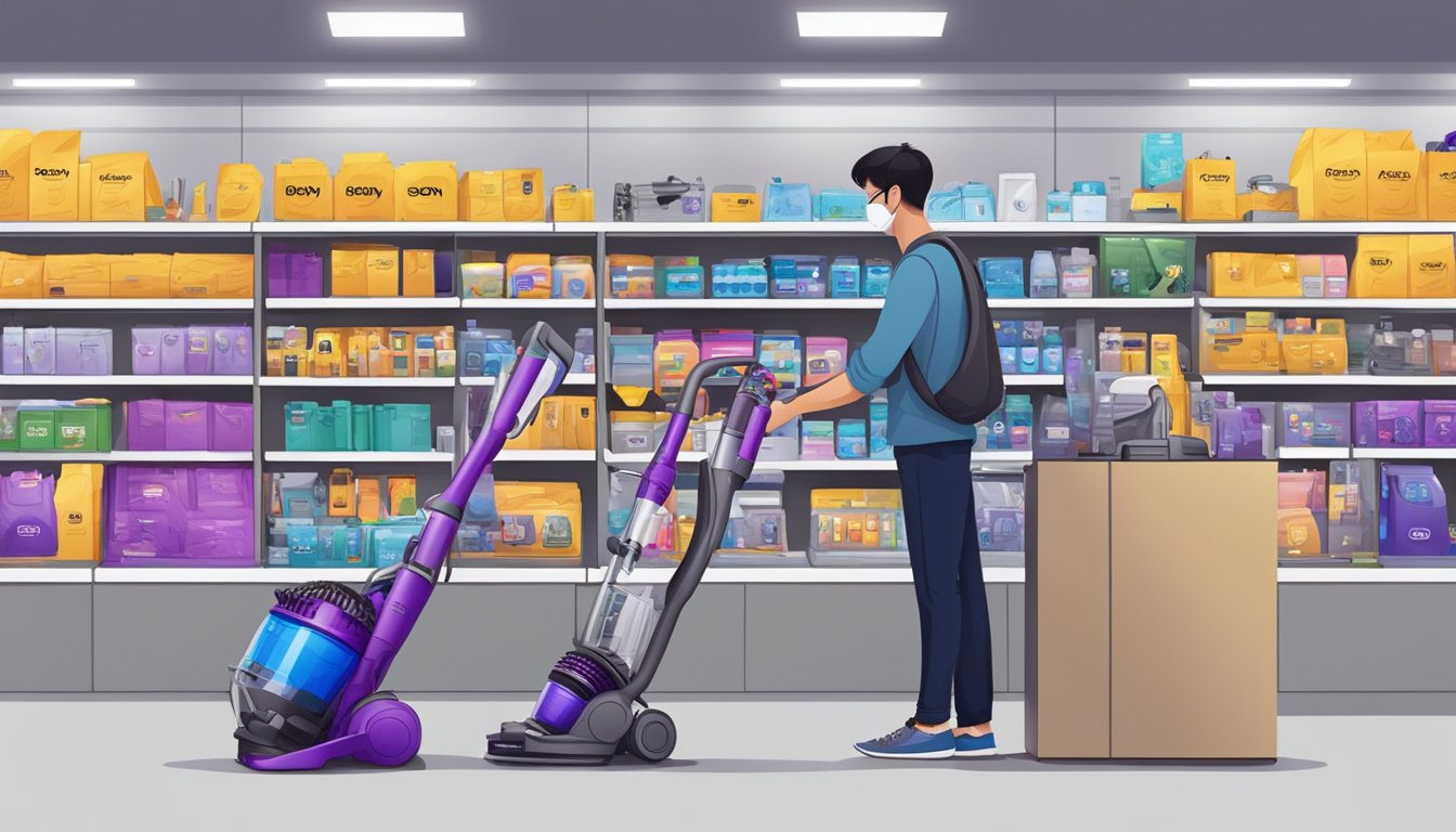 A person purchases a Dyson product at a store in Singapore