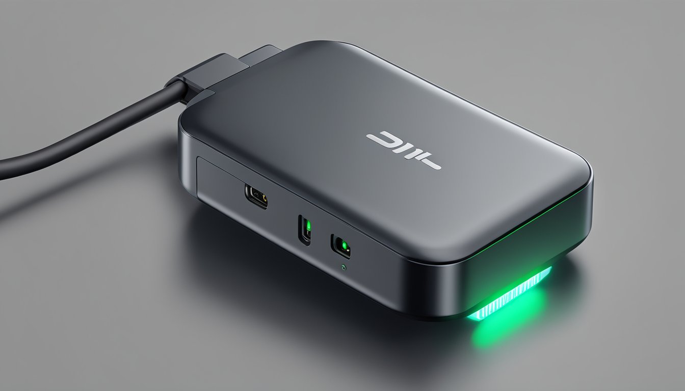 The dji mavic pro charger is plugged into a sleek, modern outlet. The charging indicator light glows green, signaling a successful and efficient charging experience