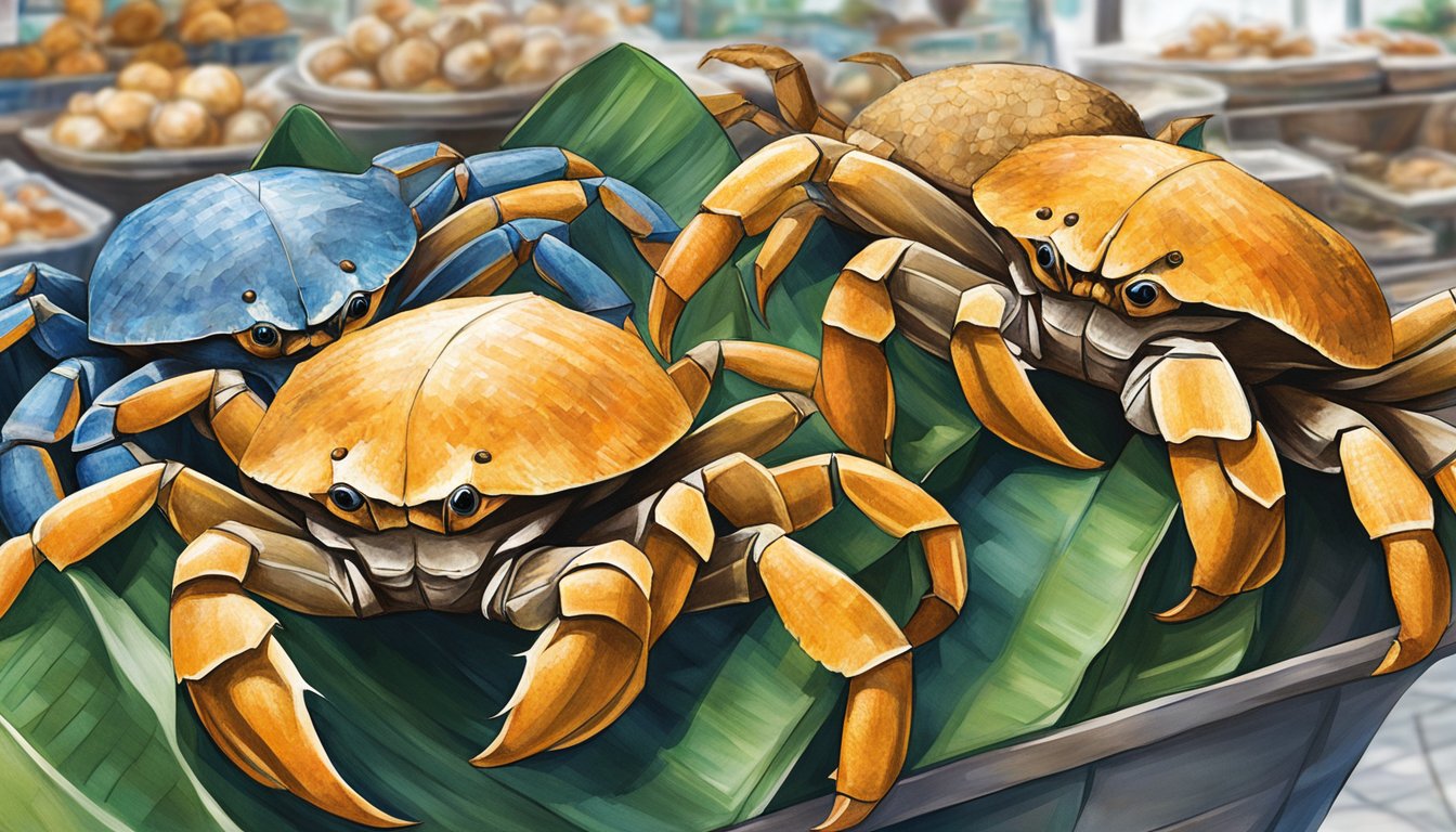 Coconut crabs on display at a seafood market in Singapore