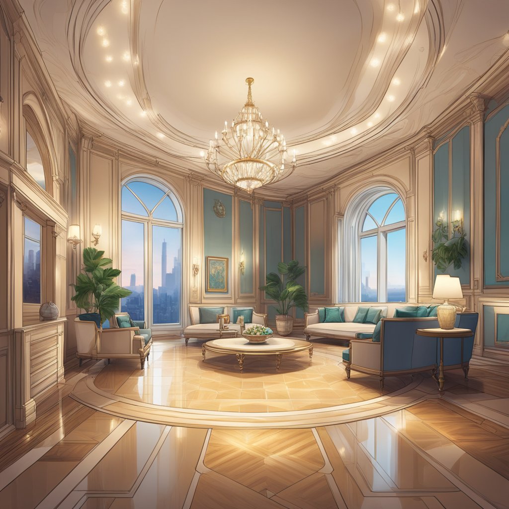 A room with a large, luxurious floor showcasing both the pros and cons of 50 Floor. Bright lighting highlights the details