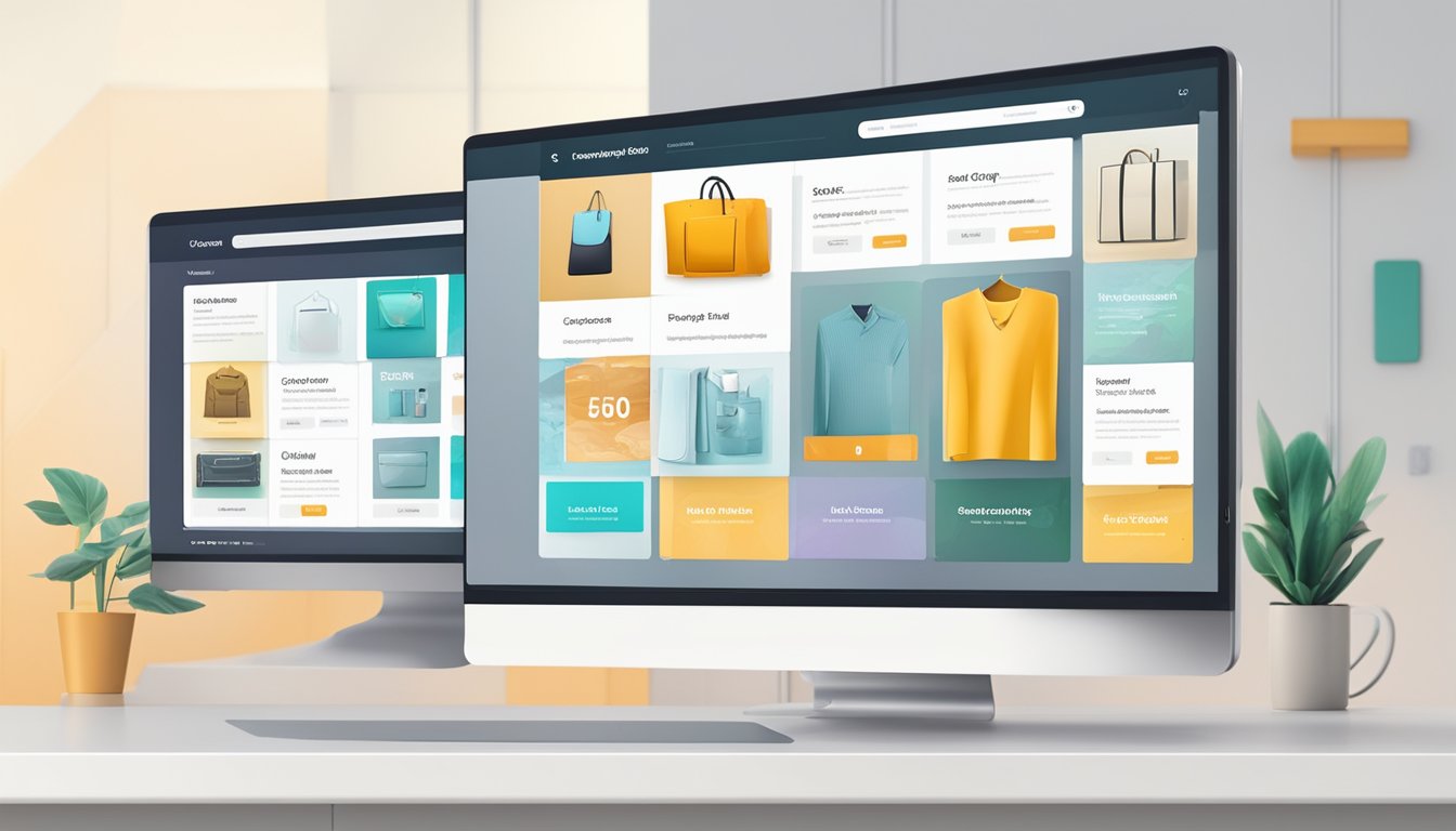 A computer screen displaying an online store with various wall panels for sale. The website's interface is clean and modern, with easy navigation and high-quality images of the panels