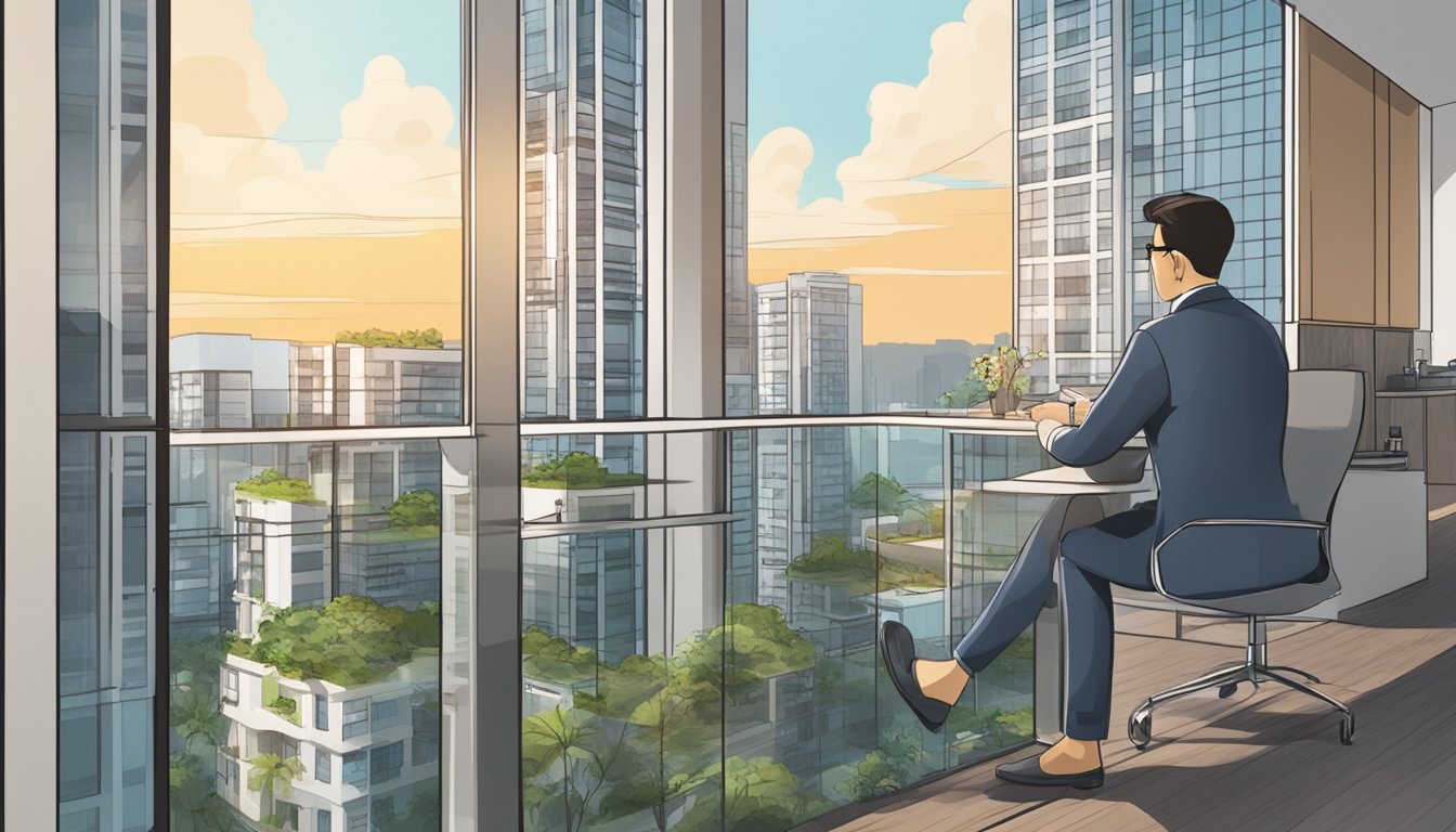 A person in Singapore researches executive condominiums for PR buyers, considering financial benefits