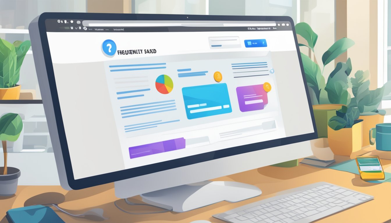A computer screen displaying a website with the title "Frequently Asked Questions" and a button to "buy us itunes card online."