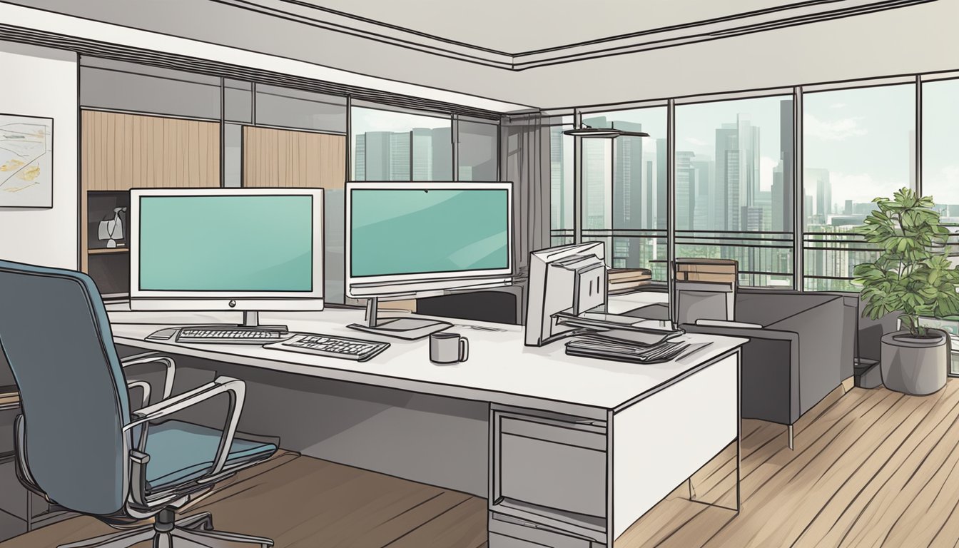 An FAQ section with a "Can Singapore PR buy executive condominium?" headline. A computer or mobile device displaying the question