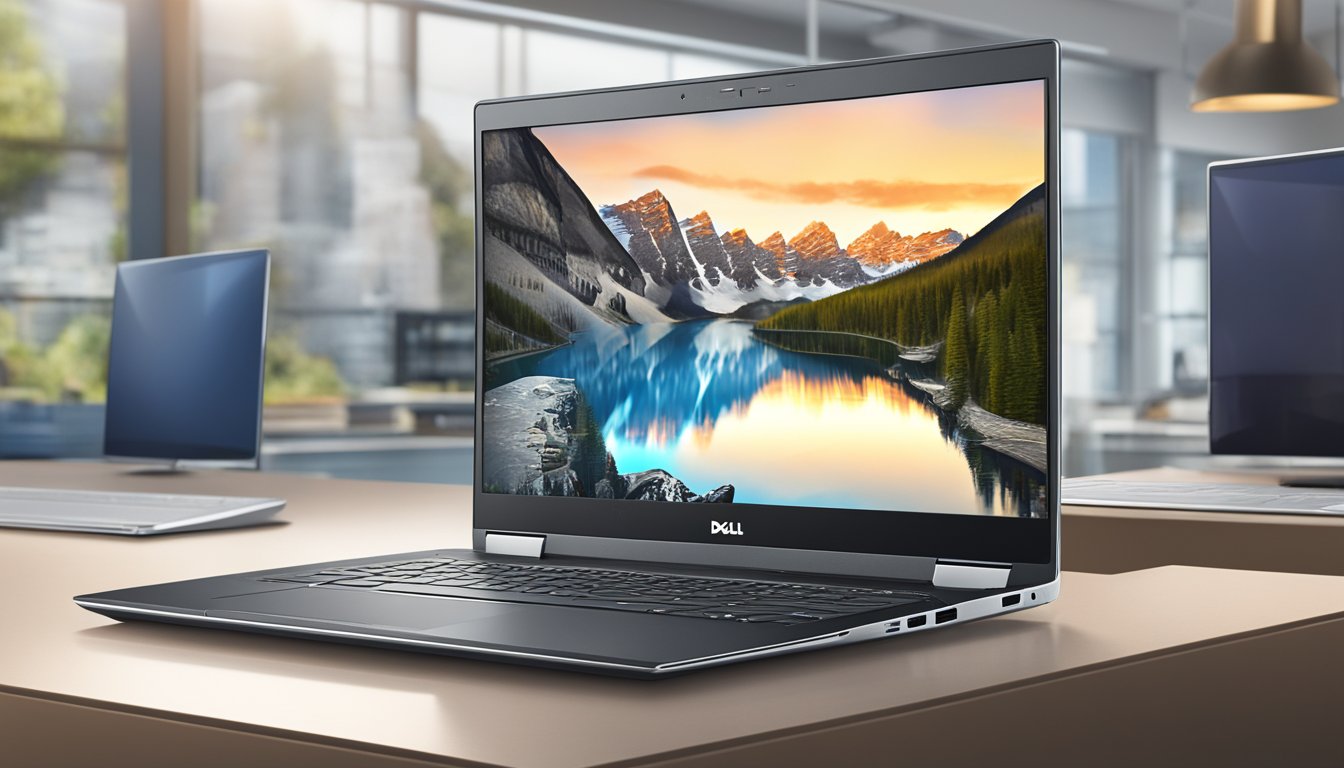 A sleek Dell i7 laptop on display at Best Buy