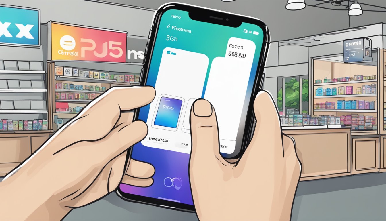 An iPhone X being handed over at a trade-in counter in a Singapore store