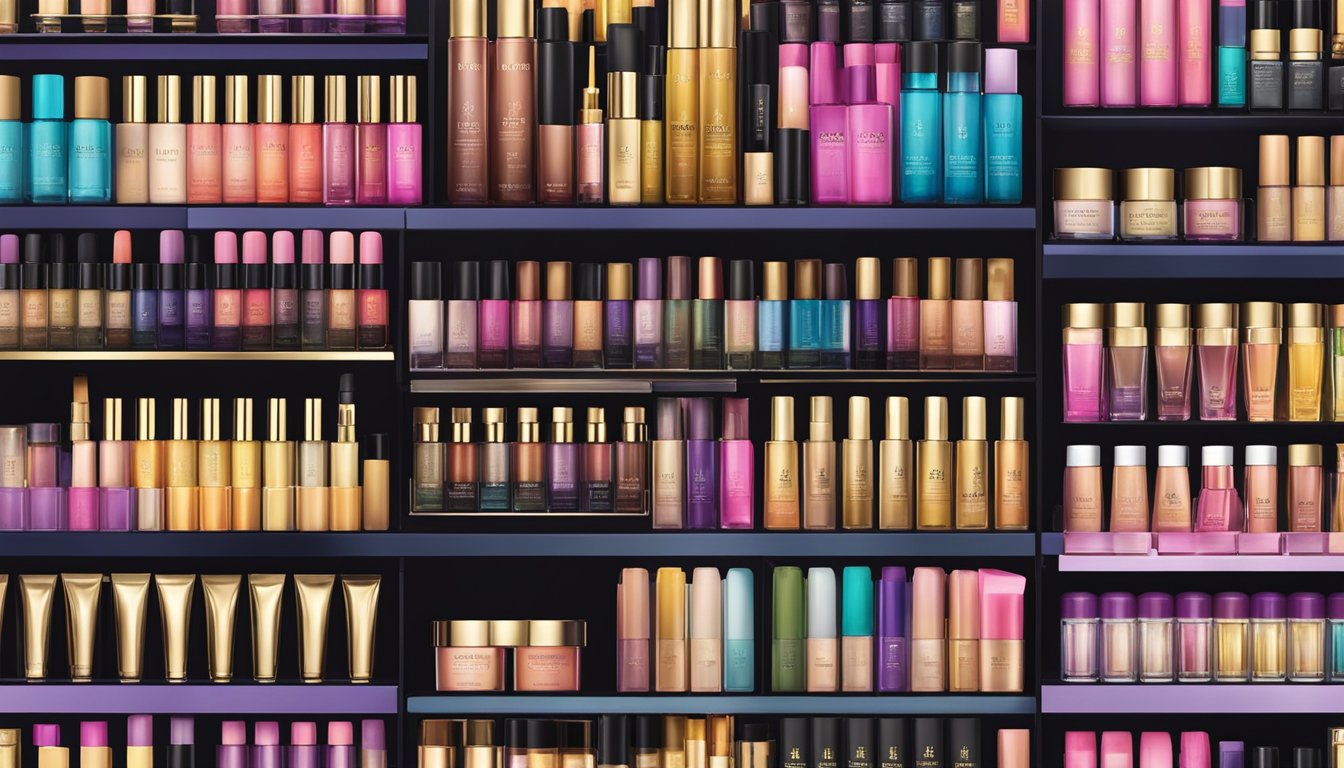 A variety of Milani products displayed on shelves with vibrant colors and diverse packaging