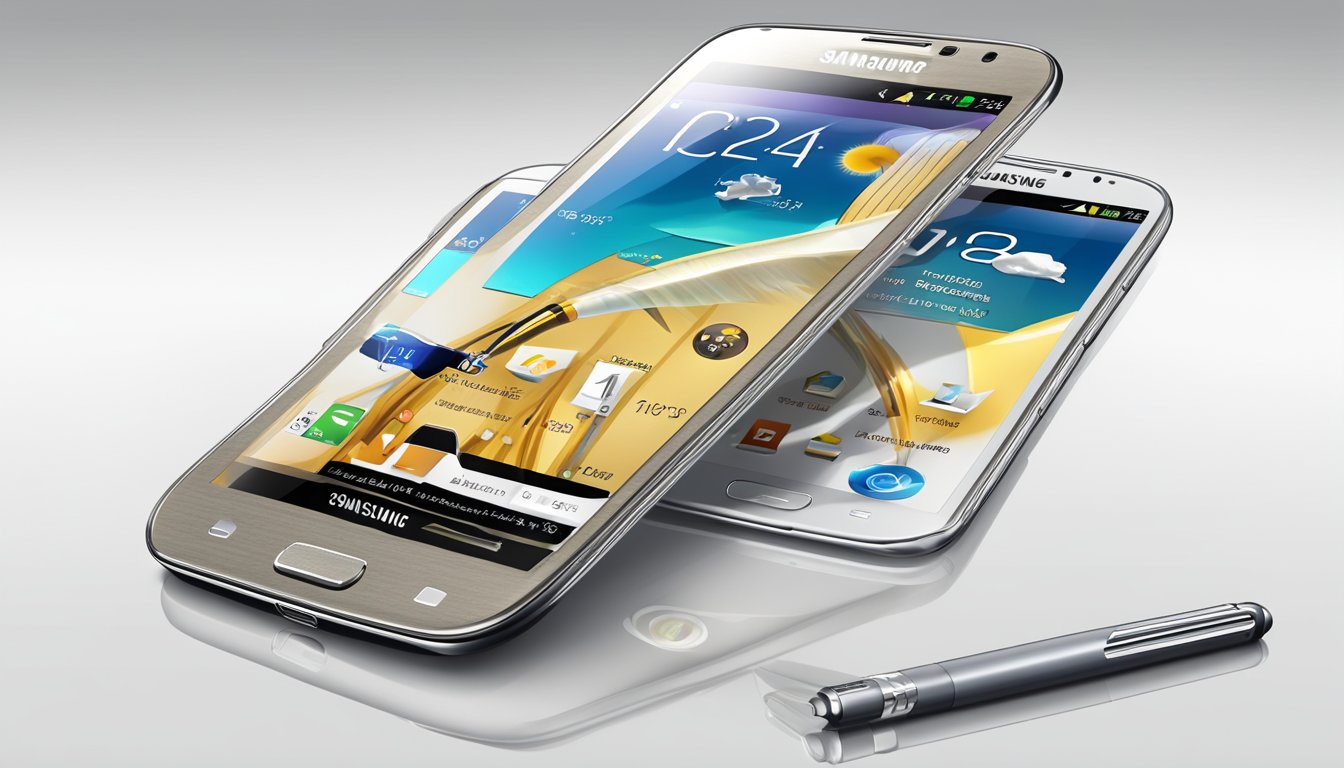The Samsung Galaxy Note 2 is being used at its peak performance, with a fully charged battery from Best Buy