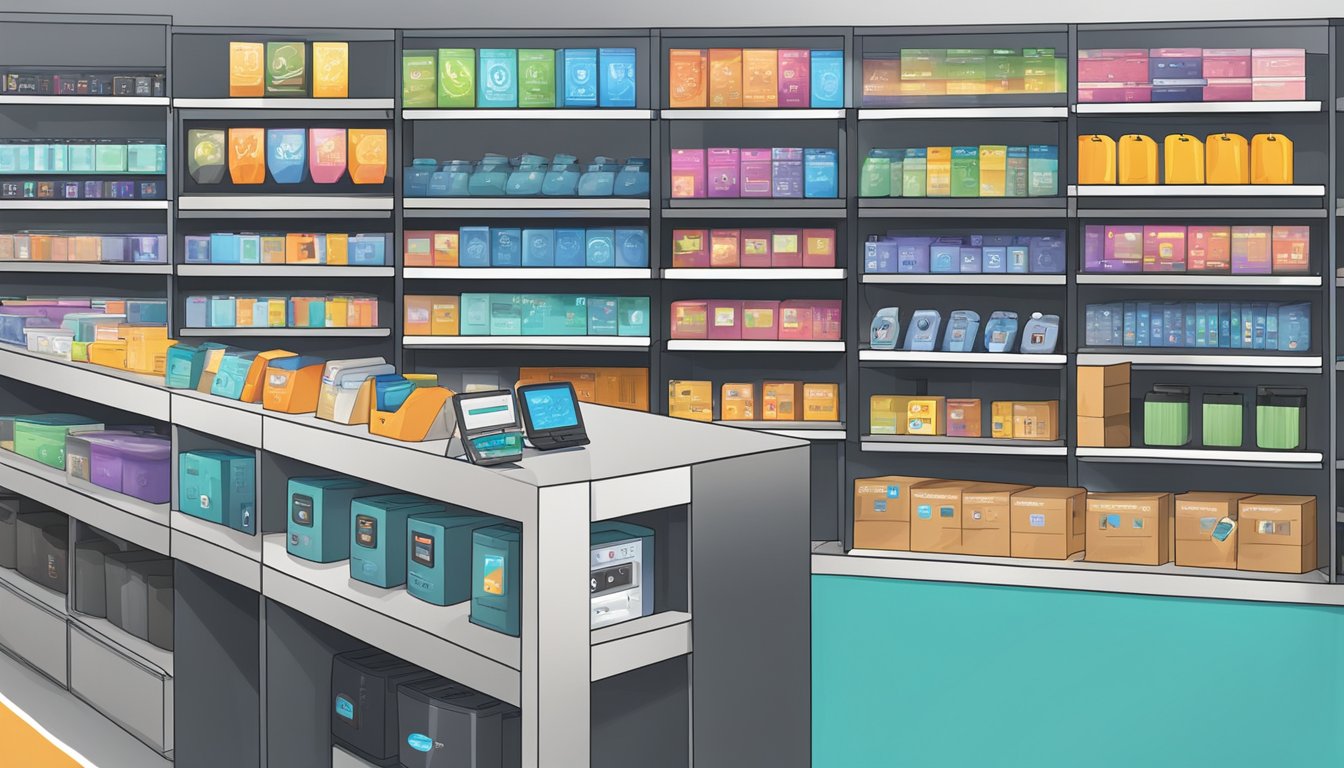 An electronic store in Singapore displays Echo Dot on shelves