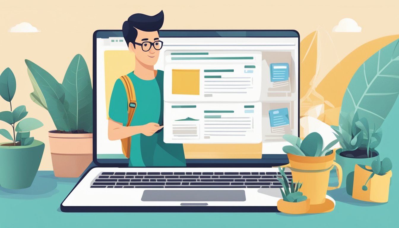A person browsing a website, looking at a list of frequently asked questions about renting or buying a house in Singapore