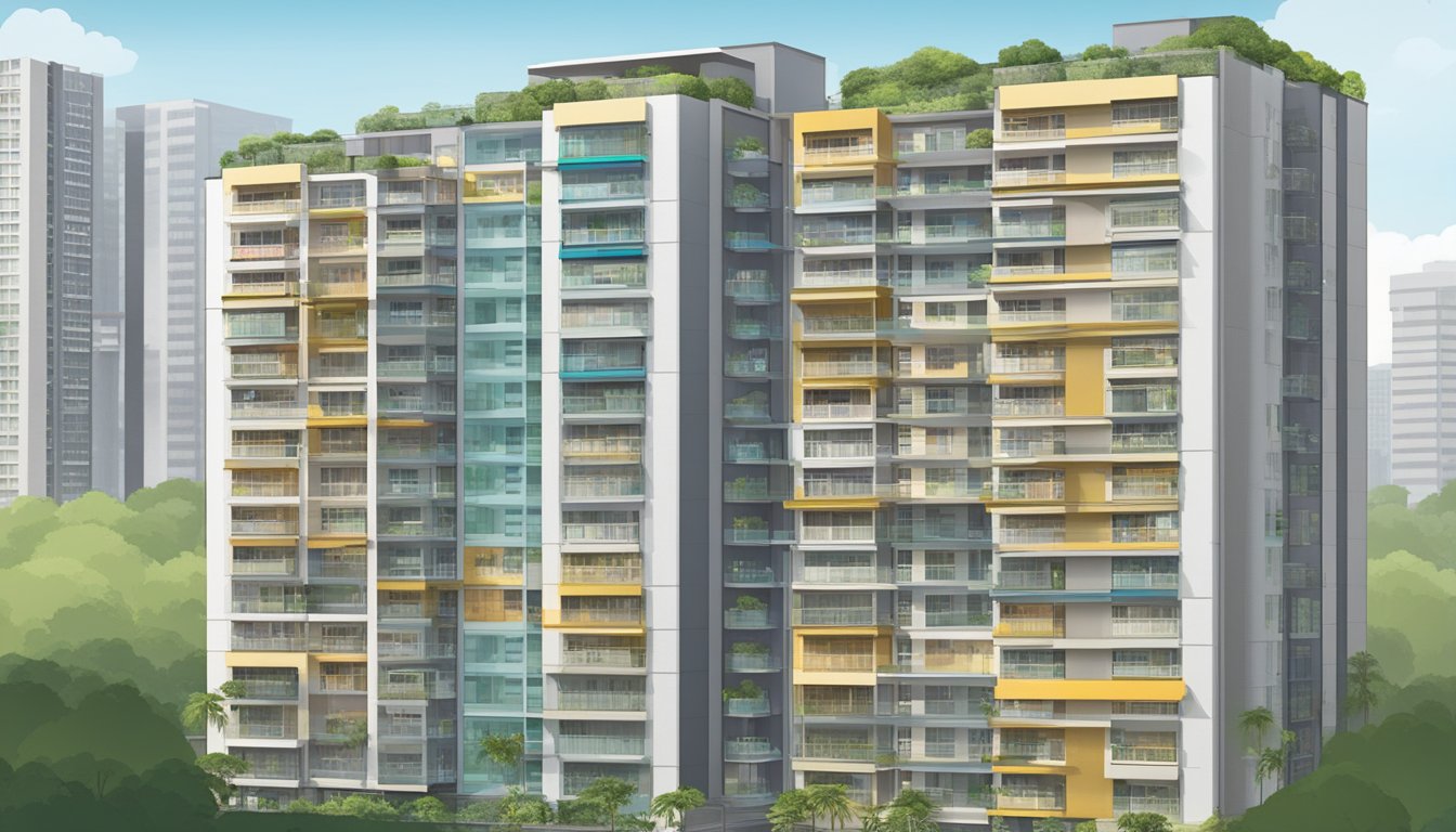 The scene shows a checklist of eligibility criteria for singles buying HDB flats in Singapore. The criteria are clearly listed with accompanying explanations