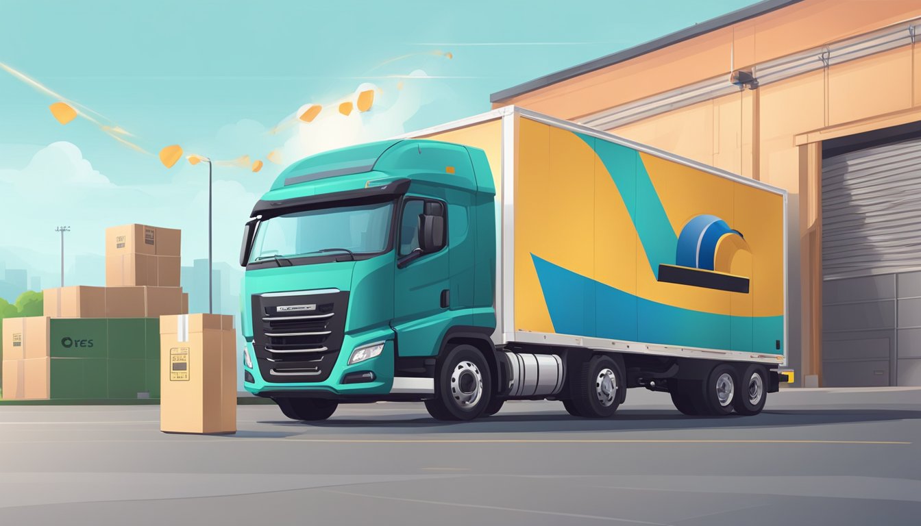 A customer orders a type c wireless charging receiver online. A delivery truck picks up the package from the warehouse