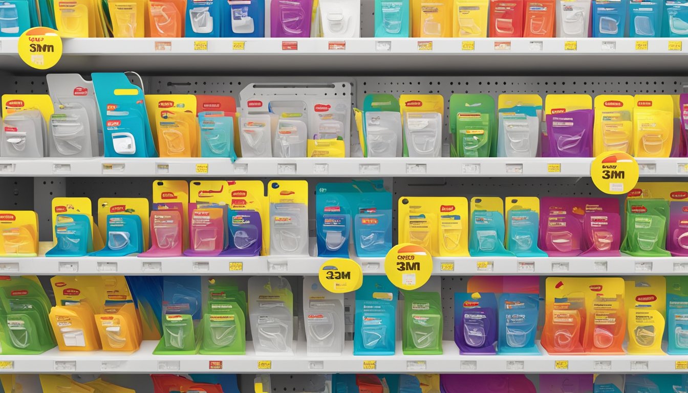 3M Command™ Hooks displayed on shelves in a well-lit store with price tags and signage indicating "Where to buy 3M hooks Singapore."