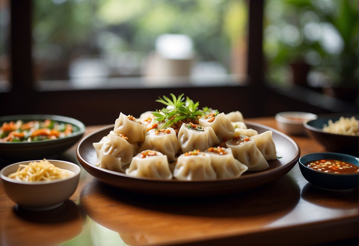 A table set with a variety of popular Chinese dishes, including steamed dumplings, stir-fried noodles, and spicy Sichuan tofu