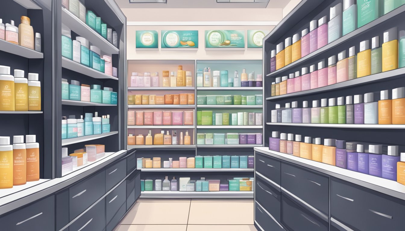 A doctor's skincare routine: shelves of Dr Secret products in a Singapore store