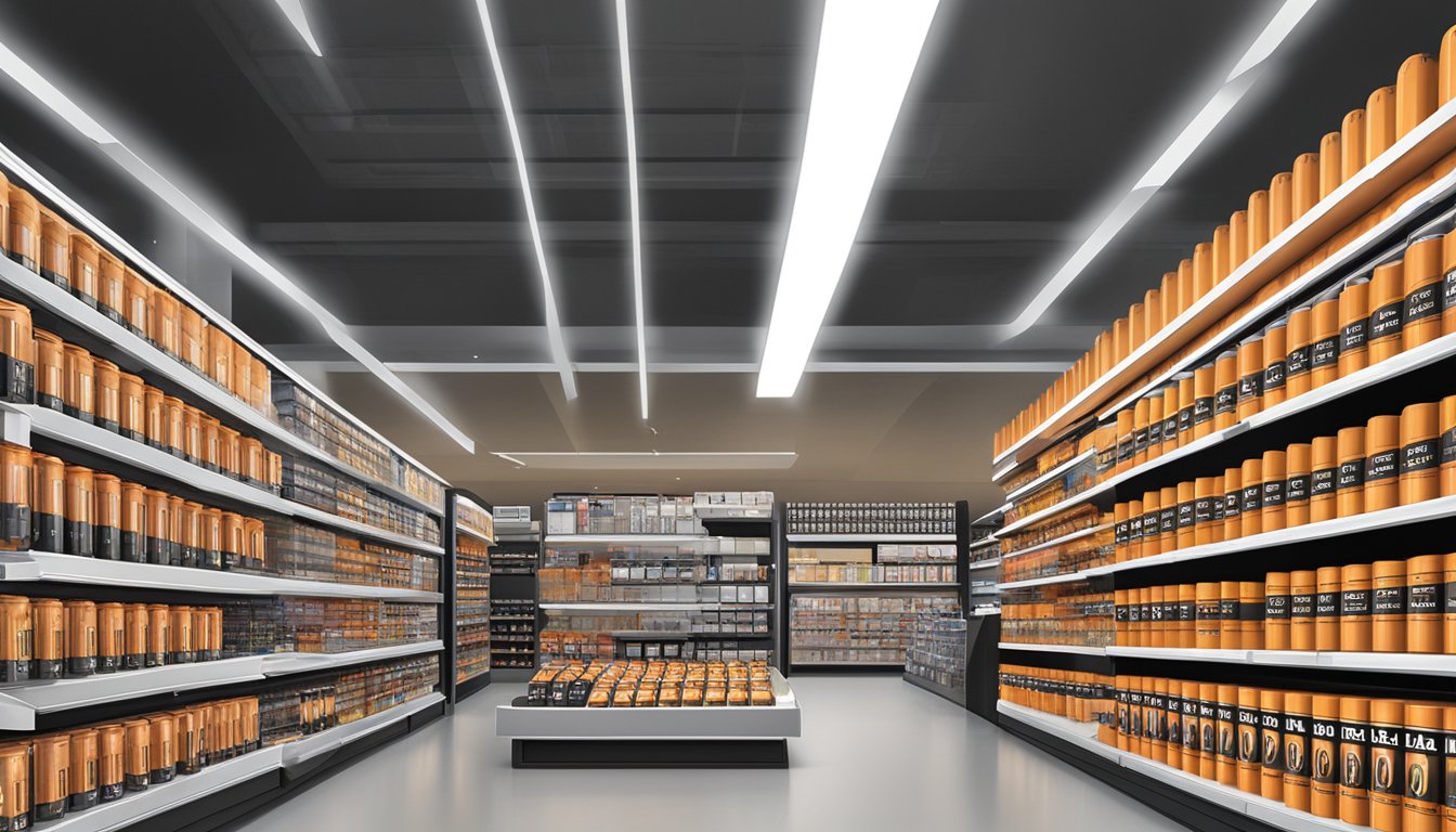 Duracell batteries displayed on shelves at a Singaporean electronics store