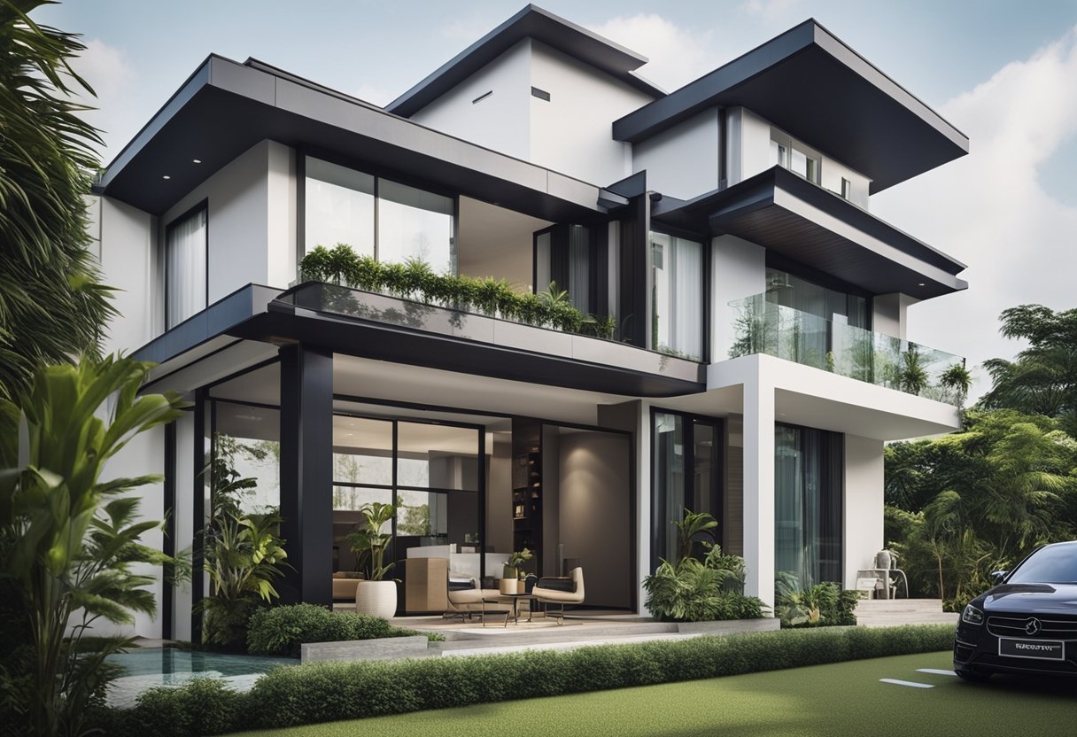 A modern, stylish home undergoing renovation with a team of professionals using innovative loan products in Singapore