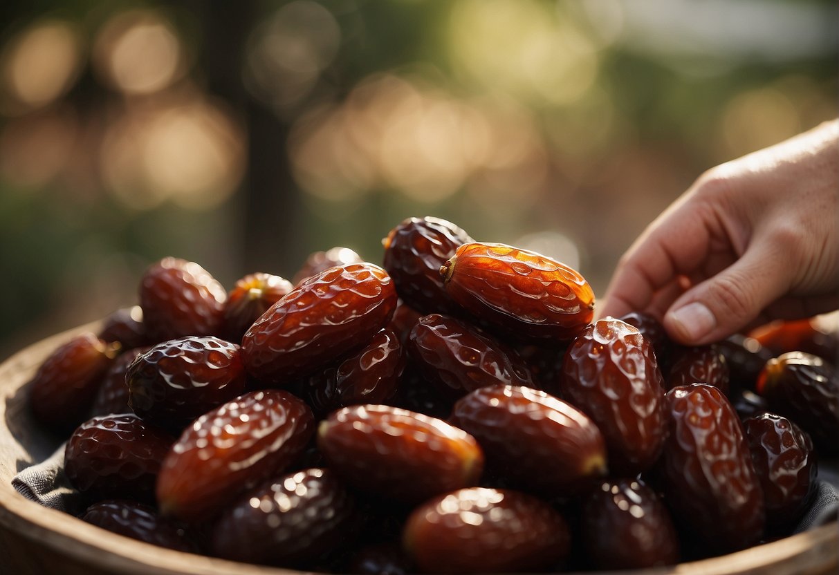 Red dates being washed, pitted, and sliced for Chinese recipe