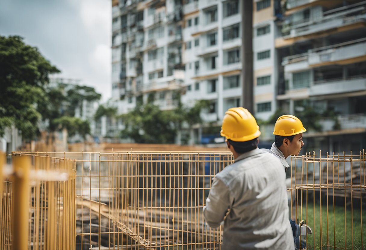 A construction worker is obtaining a permit for HDB renovation works