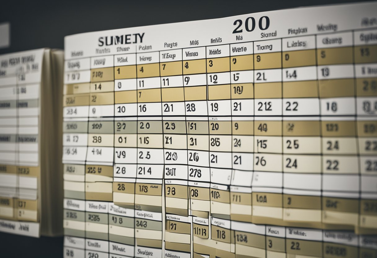 A calendar with dates marked for design and planning stages of HDB renovation