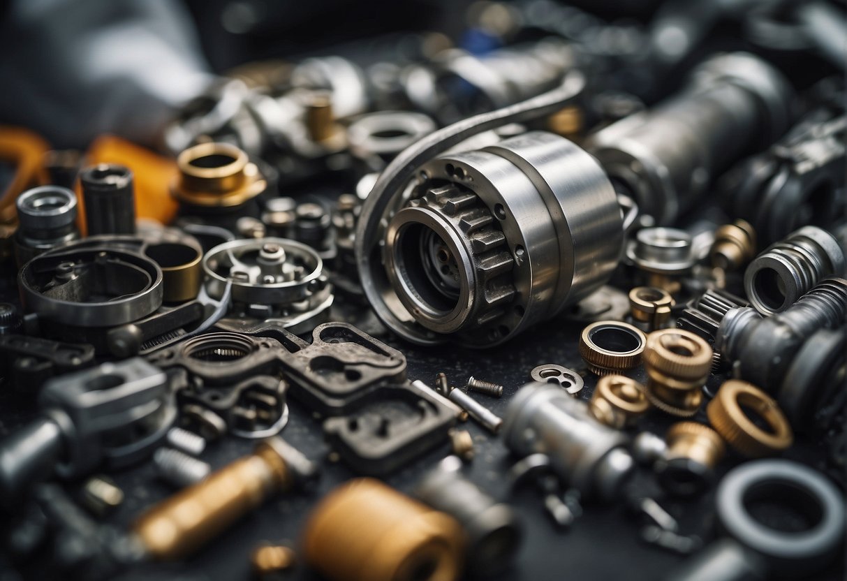 The most common reasons for needing an engine overhaul illustrated through various damaged engine parts and tools