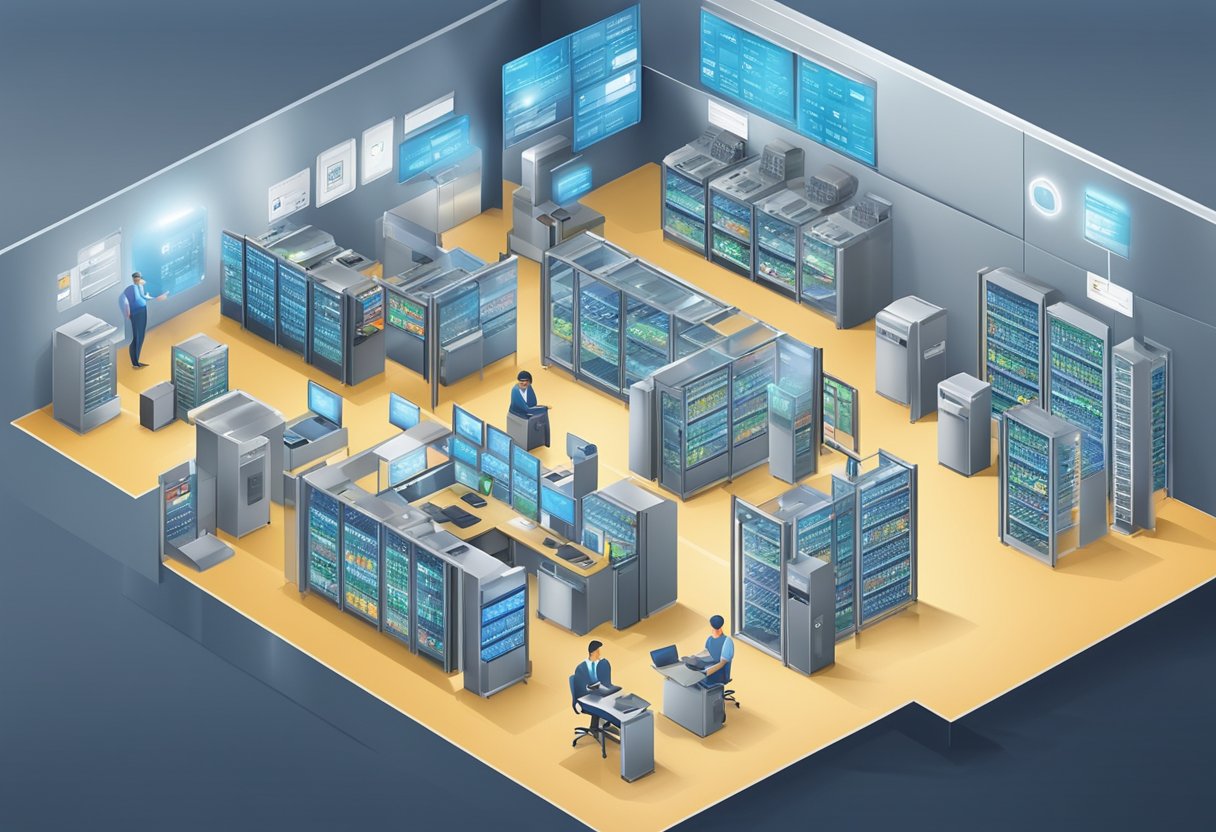 A secure facility with data encryption and compliance protocols for ACH/credit card processing. Multiple layers of security and monitoring systems in place