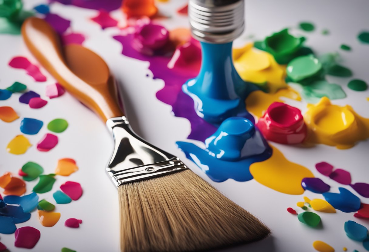 A colorful paintbrush hovers over a blank canvas, ready to transform a home. Bright, vibrant colors and patterns burst from the brush, symbolizing the top ten benefits of painting your home in 2024