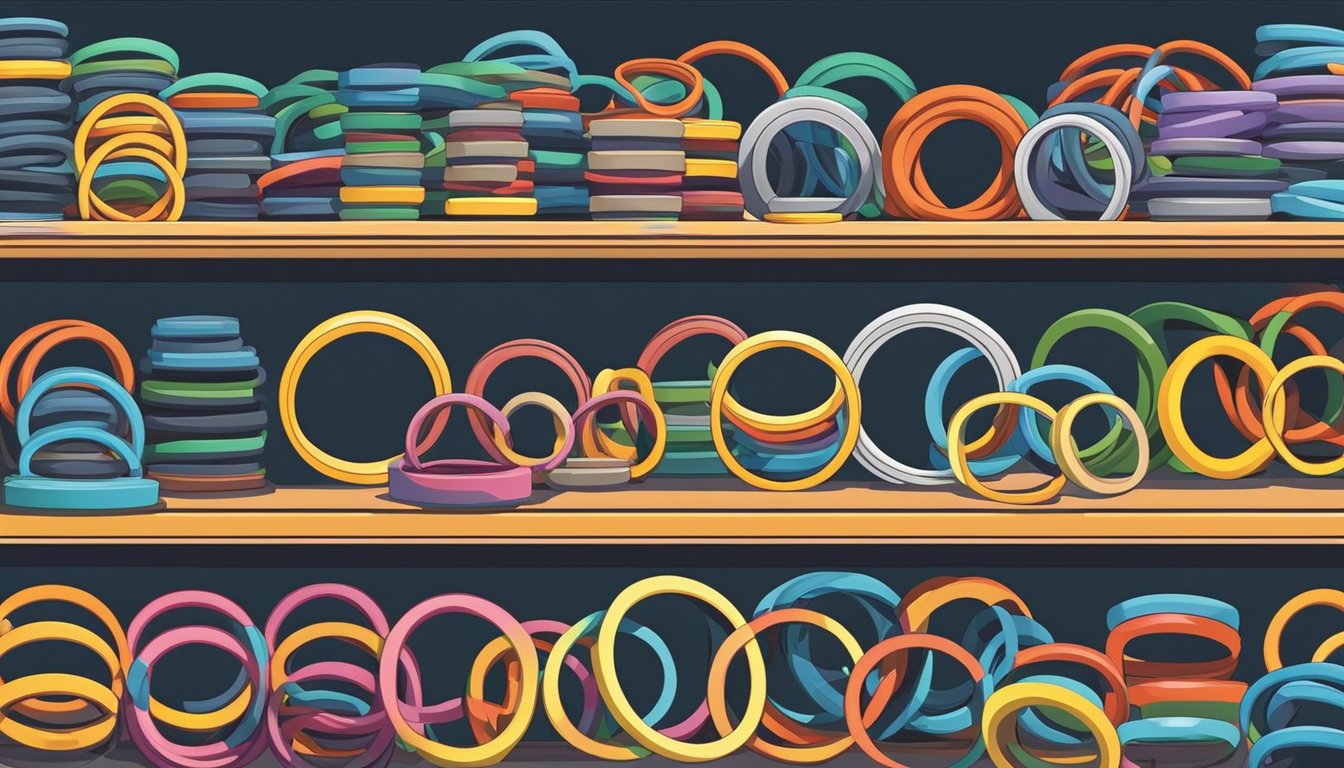 Rubber O rings displayed on shelves in a hardware store in Singapore
