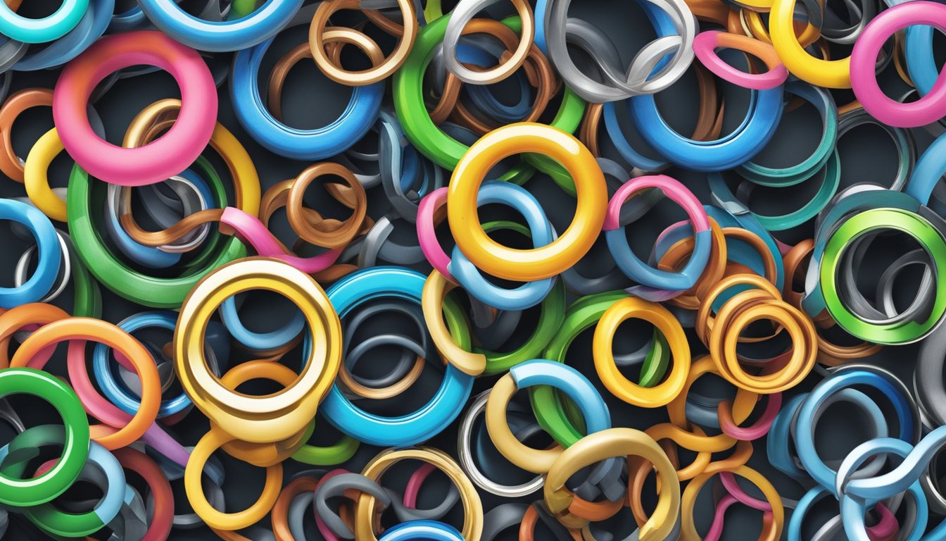 A display of various sizes and colors of O-rings at a hardware store in Singapore