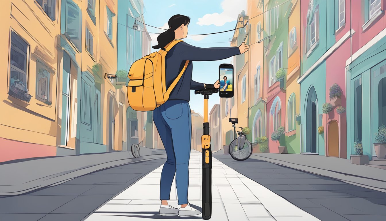 A selfie stick with Bluetooth remote, adjustable length, and sturdy grip. Consider buying in Singapore