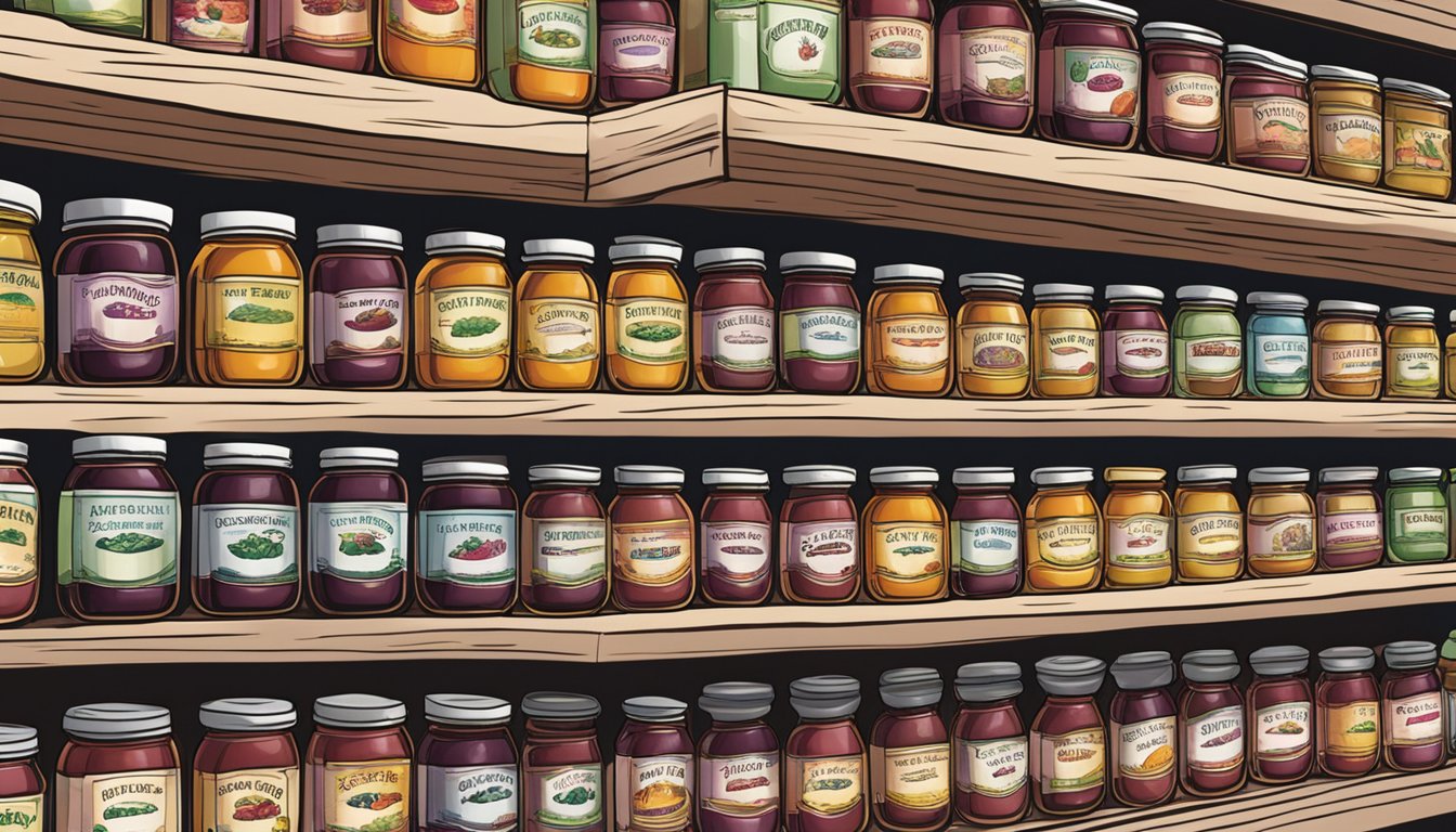 A bustling grocery store shelf displays rows of Beeremberg jam jars in Singapore
