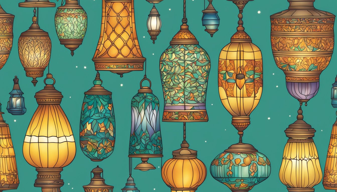 A variety of decorative lamps are displayed on a sleek, modern website. The lamps are arranged in an organized and appealing manner, with vibrant colors and intricate designs catching the eye