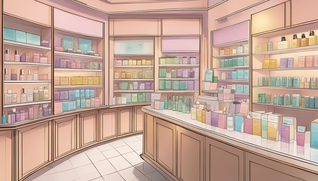 A display of Glow Recipe's skincare line at a boutique in Singapore, with vibrant packaging and product information