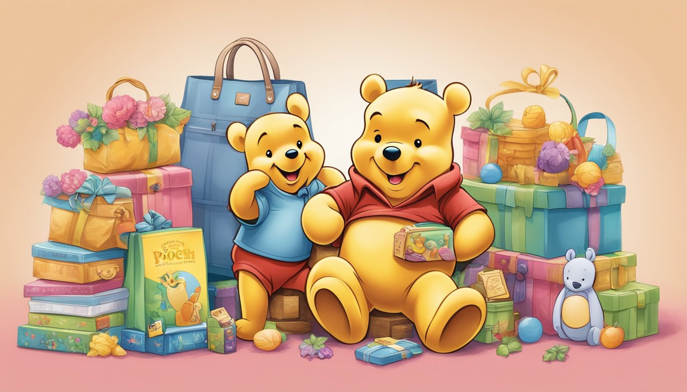 Winnie the Pooh products displayed on a colorful online shopping website