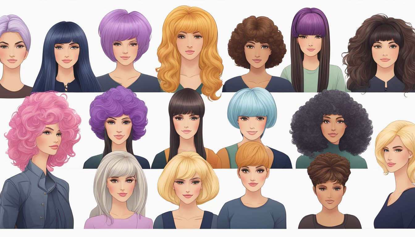A computer screen displaying a variety of high-quality wigs for sale on an online store's website