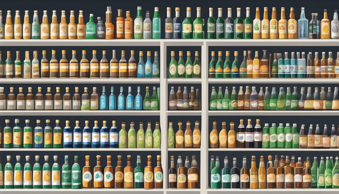 Shelves stocked with isopropyl alcohol bottles in a Singapore store