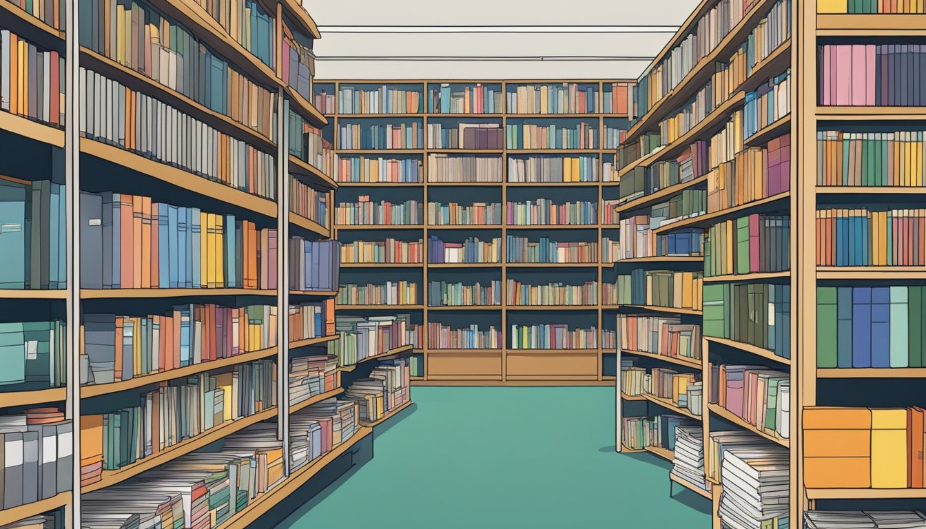 A bookshop in Singapore displays university textbooks on shelves