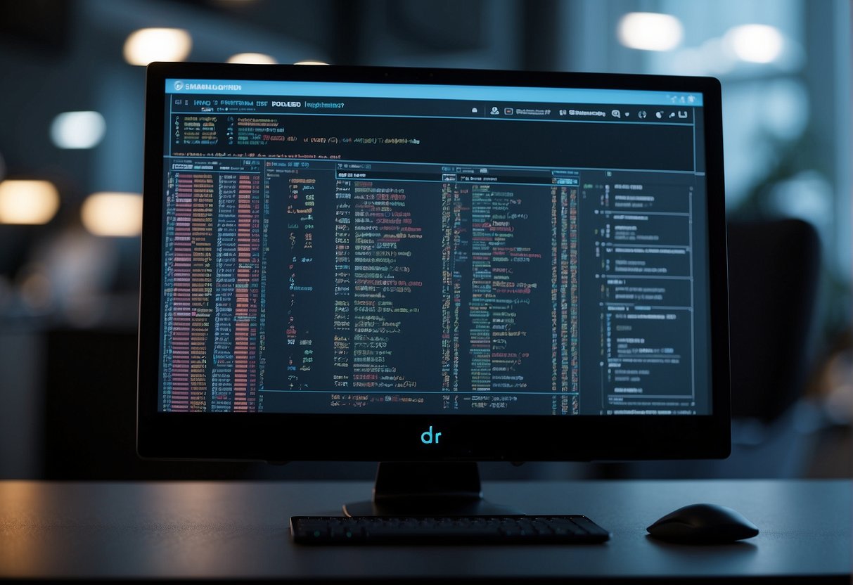 Lo schermo di un computer mostra un bot di riferimento in azione, con più righe di codice e dati elaborati in background