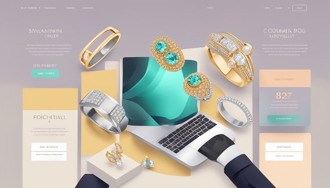 Customers browsing through a variety of jewelry options on a sleek, modern website interface