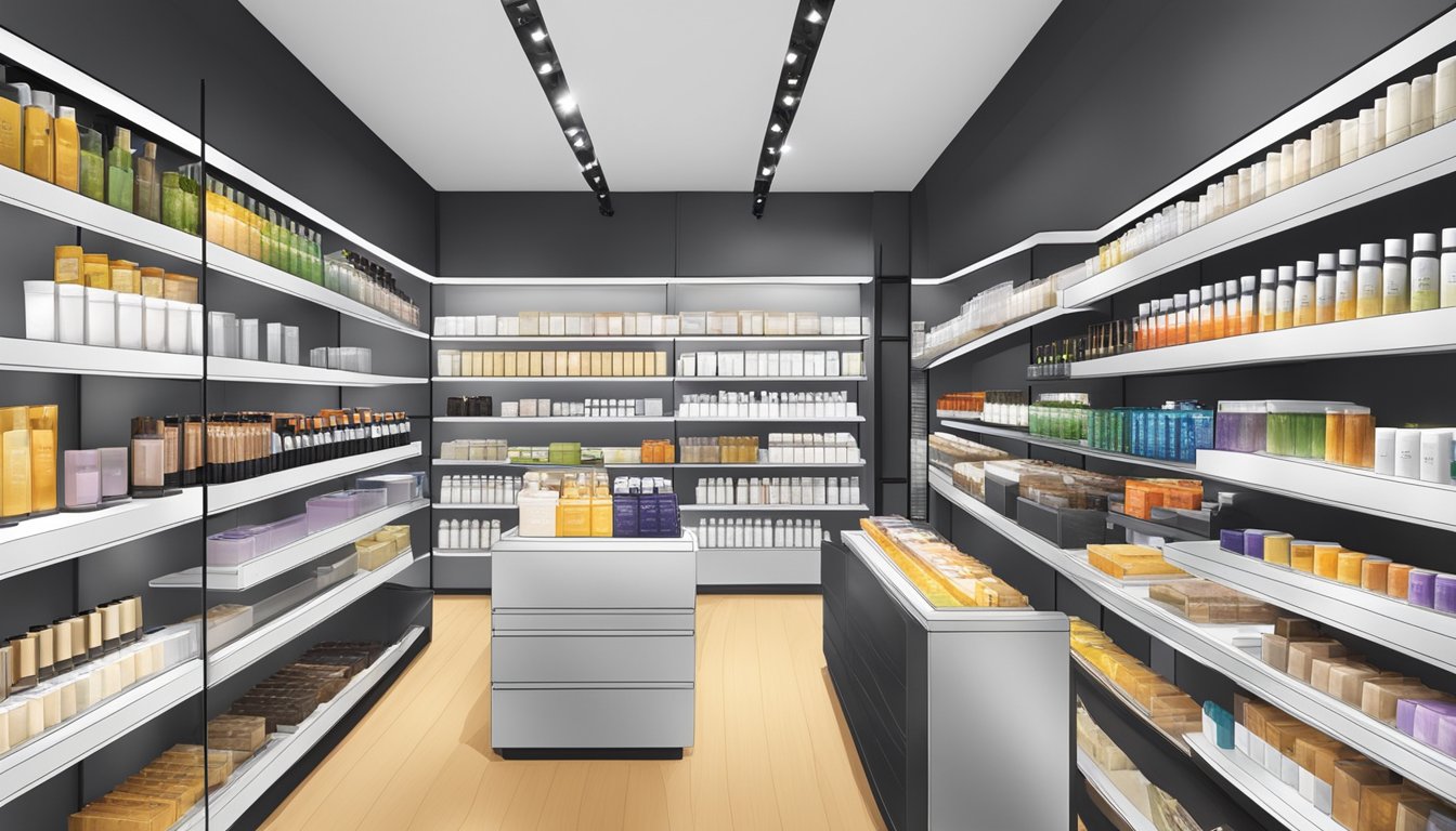 Shelves stocked with Sothys products in a Singapore store